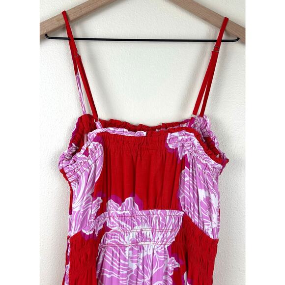 Petal & Pup Sybel Midi Dress Size Medium in Red Pink Floral - Picture 15 of 16
